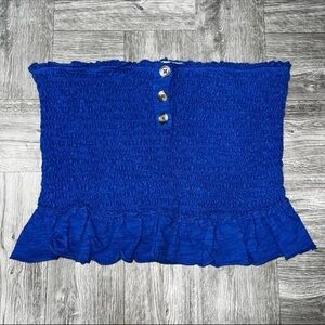 Free People “Babe” Blue Smocked Tube Top Size Medium